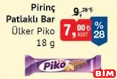 ÜLKER PİKO PİRİNÇ PATLAKLI ÇİKOLATA BAR 18 G ÜLKER PİKO PİRİNÇ PATLAKLI ÇİKOLATA BAR 18 G
